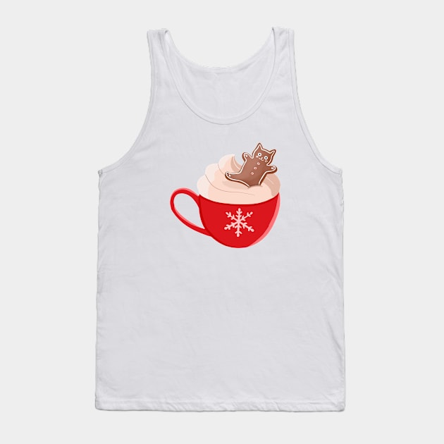 Hot Chocolate and Gingerbread Kitty Tank Top by KilkennyCat Art